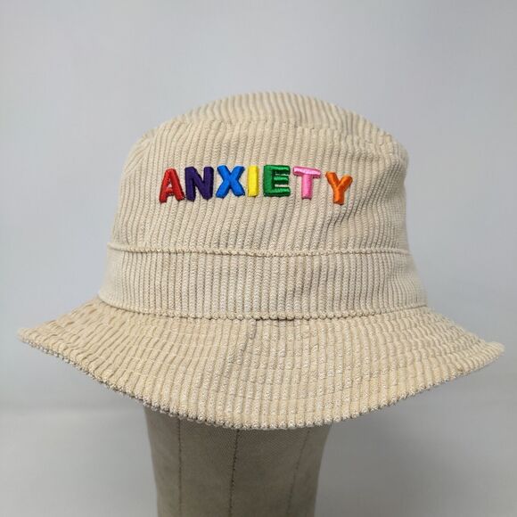 Spencer's Gifts Womens Bucket Hat Tan One Size Ribbed Polyester Embroidered Logo - Picture 2 of 10